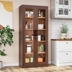 Metal Storage Cabinet with Lock and Glass Doors,Glass Display Cabinet,Tall Storage Cabinets,Locking Curio Cabinets with 5 Shelves for Collectibles,Home,Office,Living Room