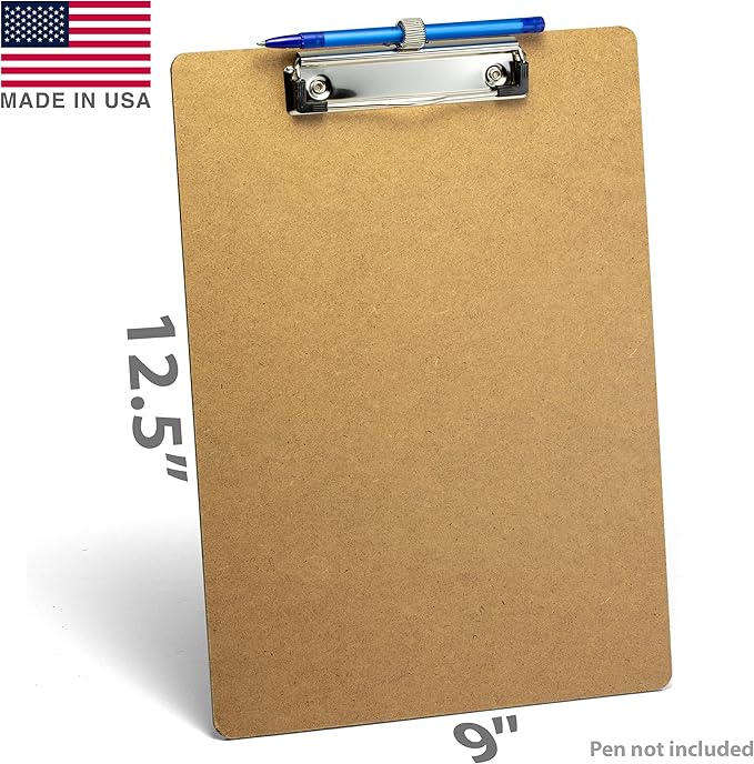 Officemate Wood Clipboard, Letter Size, Low Profile Clip with Pen Holder (83249)
