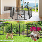 Decorative Garden Fence with Gate, 32 in(H) x 87 ft(L) Rustproof Metal Fence Panels No Dig Fence with Full Panel Gate, Dog Fence Outdoor for Yard, Animal Barrier Garden Fencing for Yard