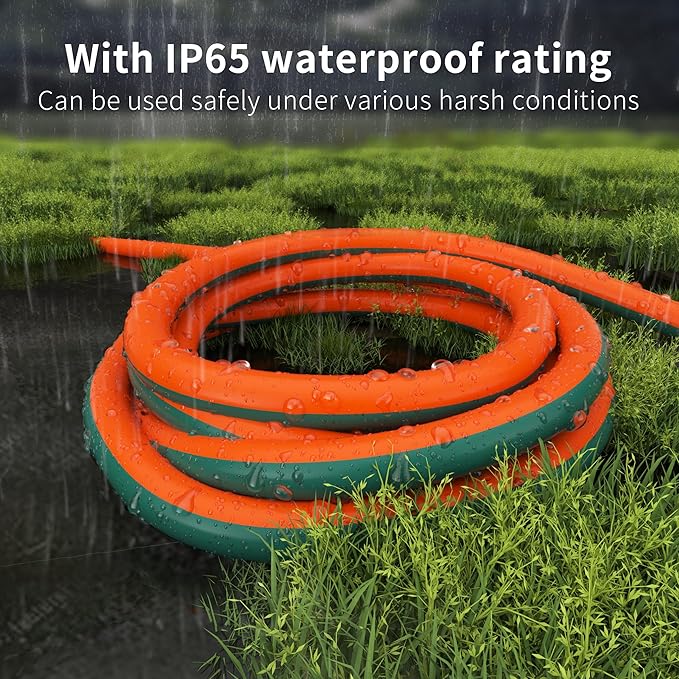 HUANCHAIN 16 Gauge 25 ft Outdoor Extension Cord with Lighted End, Flexible Cold-Resistant 3 Prong Electric Cord Waterproof Outside, 13Amp 1625W 16AWG SJTW, Orange Green, ETL