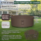 Heavy Duty Patio Furniture Covers Waterproof, 600D Round Outdoor Furniture Cover Waterproof for Sectional Sofa Couch, Outdoor Dining Table and Chair Set Covers 110"DIA x 28"H, Brown