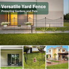 5 Panels No Dig Dog Fence Outdoor for Yard, 40 in(H) X 12 ft(L) Decorative Tall Garden Fence Animal Barrier, Rustproof Metal Wire Garden Edging and Borders, Temporary Fencing Stakes