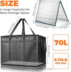 Pack of 2 Insulated Food Delivery Bag with Hard Bottom, XXXL Large Reusable Thermal Cooler Grocery Tote Bag, Commercial Pizza Delivery Box Carrier for Uber Eats, Doordash Essentials, Hot and Cold Food