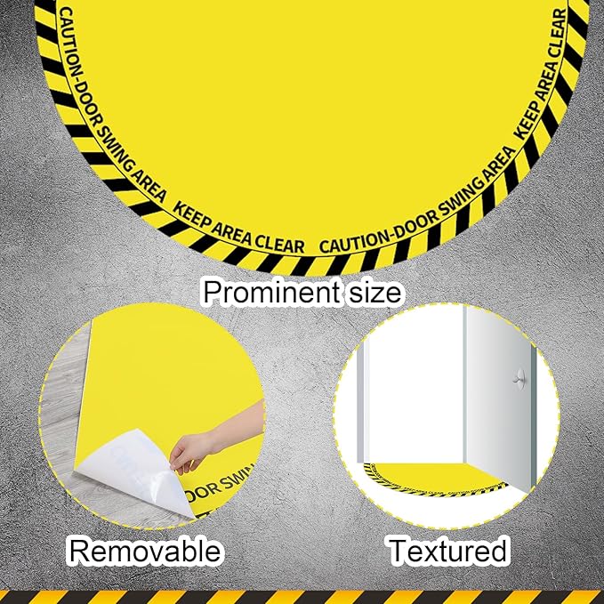 1 Pack 56 x 28 Inches Door Swing Caution Floor Sign for Safety Warning Door Swing Area Keep Area Clear Floor Sign Vinyl Non Slip Surface