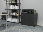 2 Drawer Lateral File Cabinet Metal Filing Cabinet with Lock Office Home Steel Lateral File Cabinet for A4 Legal/Letter Size Lockable Wide Metal Cabinet,Assembly Required(2 Drawer, Black)