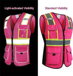 Safety Vest for women, Hi vis Reflective Lady Work vest With 9 Multi Pocket And Zipper