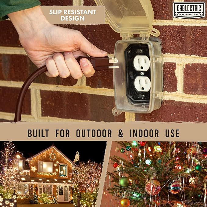 Brown 100' Extension Cord, 16/3 Heavy Duty Cable with 3 Prong Grounded Plug for Safety, 15 AMP for Garden, Lawn, Tools & Major Appliances, 100' Outdoor Extension Cord 3 Prong