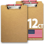Achieva Recycled Wood Clipboard, Letter Size, Low Profile Clip with Pen Holder, 12 PK (68001)