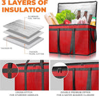 Insulated Food Delivery Bag, Commercial Grade Pizza Carrier for Hot and Cold Food, Large Reusable Catering Cooler Bag 22x15x14, Pizza Delivery Box for Uber Eats, Doordash Essentials