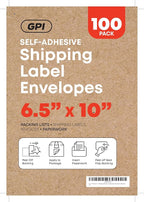 100 Count 6.5" x 10" Shipping Label Envelopes, Clear Packing List Pouches with Self-Adhesive Back, Top Loading for Shipping Labels Sleeves, for Packing Slips, Labels Invoices & Paperwork. GPI
