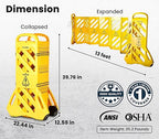 Alpine Commercial Safety Barriers, 13 Foot Expandable Mobile Barricade System - Folding Portable Barrier, Traffic Barricade Fence, Plastic Barricade for Construction, Traffic Control, Driveway Gate