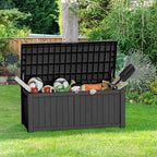 Extra-Large 150 Gallon Outdoor Chest Storage Waterproof - Outside Storage Box & Bench, Resin Deck Chest for Patio/Pool, Lockable UV-Resistant, Onyx Black