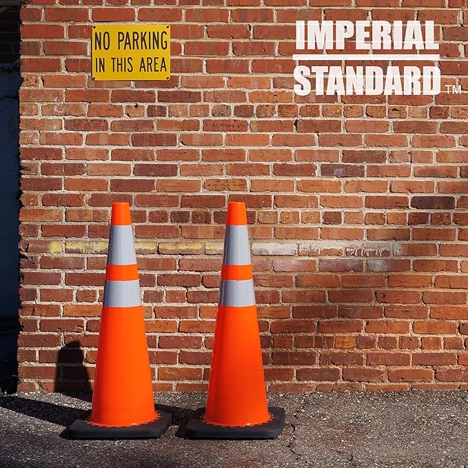 Traffic Cones - Safety Cones - 36" Orange Cones with 2 Reflective Collars - Construction Cones - Road Cones - Parking Cones - Street Cone (2 pack)