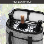 opux 3 Bottle Wine Carrier Tote, Insulated Leakproof Wine Cooler Bag, Wine Travel Bag Tote for Picnic BYOB Beach, Portable Wine Bottle Carrying Case, Gift for Wine Lover Women Men Christmas, Grey