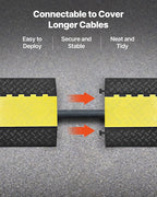 VEVOR Rubber Cable Protector Ramp, 2 Channel Heavy Duty Rubber Cord Hose Wire Cover, 4'' W x 3'' H Large Channel Size, Driveway Traffic Speed Bump with Flip-Open Top Cover, for Indoor Outdoor Use