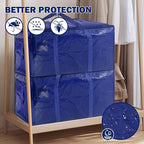8 Pack Extra Heavy Duty Large Moving Bags with Strong Zipper & Carrying Handles, Sturdy Clothes Storage Bag Totes Bins, Packing Bags Moving Boxes College Moving Supplies, Dark Blue - 40 gal