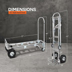 Vergo Industrial Convertible Hand Truck - AS7B Heavy Duty Aluminum 2 in 1 Dolly (800 lb Capacity) Lightweight Reinforced Frame, Ergonomic Handle, Superior Mobility Moving Dolly (2 Positions, 63" High)