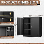 Crownland 36” Metal Storage Cabinet, Lockable Garage Storage Cabinets, Office File Cabinet with Adjustable Shelves for Garage, Home Office, Classroom, Pantry, File(Classic Black-Narrow Size)
