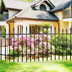 Metal Garden Fence 36" H x 28" W 5 Panels (4 Panels + 1 Gate) 11.6 Ft Total, Rustproof Animal Barrier No Dig Decorative Fencing for Dogs,Pet, Yard,& Patio, Easy Installation