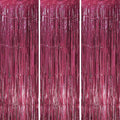 3 Pack 3.3 x 8.2 ft Burgundy Foil Fringe Backdrop Curtains, Tinsel Streamers Party Decorations, Fringe Backdrop, Door Shimmer for Graduation, 70s, 80s, 90s Party