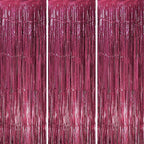 3 Pack 3.3 x 8.2 ft Burgundy Foil Fringe Backdrop Curtains, Tinsel Streamers Party Decorations, Fringe Backdrop, Door Shimmer for Graduation, 70s, 80s, 90s Party