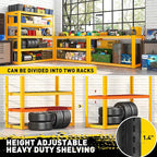 REIBII Garage Shelving Load 3000LBS, 5-Tier Storage Shelves, Adjustable Heavy Duty Metal Shelving Unit for Pantry, Basement, Warehouse, 72" H x 36" W x 16" D, 2PC