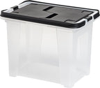 IRIS USA File Box File Organizer w/Wing Lid for Letter/Legal File, Water Resistant Document Box, BPA-Free Plastic Storage Bin Organizer with Handles, Stackable, Nestable, Clear 18 Qt. 4Pack