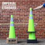 Traffic Cones - Safety Cones - 36" Green Cones with 2 Reflective Collars - Construction Cones - Road Cones - Parking Cones - Street Cone (2 pack)