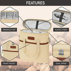 Opux 3 Bottle Insulated Leakproof Wine Cooler Bag, Tote for Picnic Beach, Portable Carrying Case, Cream
