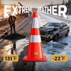6 Pack 28 Inch Traffic Cones, from -22℉ to 131℉, MUTCD-Compliant Orange Safety Cone with Reflective Collar ＆ Extra Caution Tape for Parking Lot, Construction Work, Road Safety