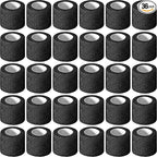 Treela 36 Pcs Self Adherent Bandage 2" X 5 Yard Wrap Breathable Cohesive Bandage Elastic Adhesive Tape for Stretch Athletic Sports Wrist Ankle(Black)