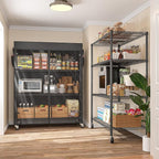 REIBII 4-Tier Storage Shelves Wire Shelving Unit with Cover & Wheels, Heavy Duty Metal Shelving for Dorm Storage Shelves, Garage Storage Rack Commercial Shelf, Pantry, Kitchen, 36" W*14.3" D*56.5" H