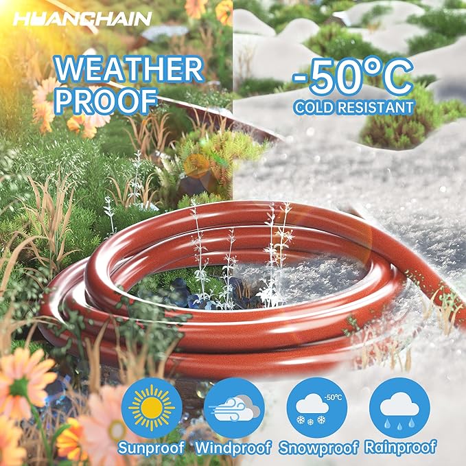 HUANCHAIN 250 ft Outdoor Extension Cord Waterproof 12/3 Gauge Heavy Duty with Lighted end, Flexible Cold-Resistant 3 Prong Electric Cord Outside, 15Amp 1875W 12AWG SJTW, Orange, ETL