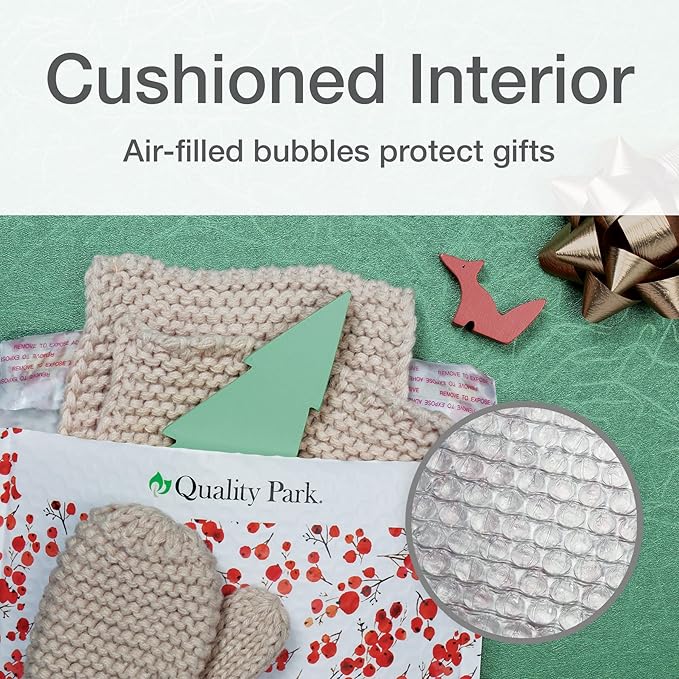Quality Park Bubble Mailers, 8.25" x 11", Shipping Envelopes, Water Resistant Poly Padded Envelopes, Berry Print, 25 Pack (QUA85873)