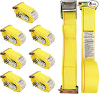 US Cargo Control E-Track Cam Buckle Straps (8-Pack), 2 Inch x 12 Foot E Track Straps with Cam Buckle and Spring E-Fittings, 2,500 LBS Break Strength, Easy-to-Use Tiedowns in Vans and Trailers