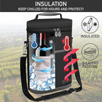 OPUX 2 Bottle Wine Carrier Tote, Insulated Leakproof Wine Cooler Bag, Wine Travel Bag Tote for Picnic BYOB Beach, Portable Wine Bottle Carrying Case, Gift for Wine Lover Women Men Christmas, Dark Grey