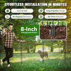 WESLEY'S CORNER Tall Fence Panels - 32”H x 29”L, No Dig Metal Dog Fence, Heavy Duty, Garden Border & Animal Barrier, Rustproof, Decorative Fencing for Backyards, Frontyards, Outdoors and Edging
