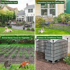 10 Panels Decorative Garden Fence - 32 in (H) x 23.6 ft (L) No Dig Dog Fence Outdoor for Yard, Rustproof Tall Garden Fencecing Panels, Animal Barrier Suitable for Yard Border, Patio, and Outdoor Use