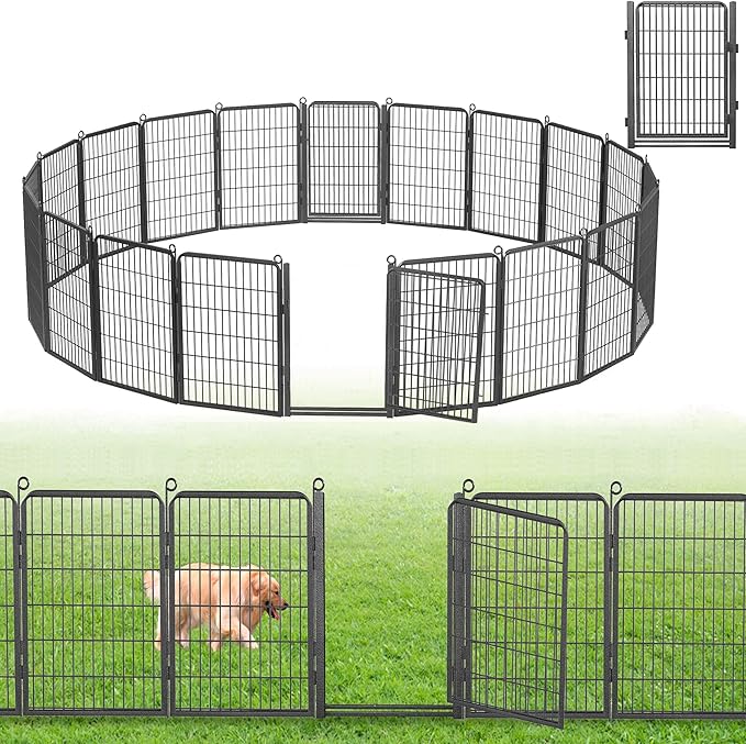Decorative Garden Fence with Gate, 40 in(H) x 45 ft(L) Rustproof Metal Fence Panels No Dig Fence with Full Panel Gate, Dog Fence Outdoor for Yard, Animal Barrier Garden Fencing for Yard