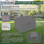 Heavy Duty Patio Furniture Covers Waterproof, 600D Outdoor Furniture Cover Waterproof for Sectional Sofa Couch, Outdoor Dining Table and Chair Set Covers 74''L x 47''W x 28''H, Grey