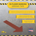 Mighty Line Solid Arrows Directional Sticker Sign Floor Marking Tape for Safety, Caution, Warning, Heavy-Duty, Peel and Stick, Adhesive, Industrial Quality, Brown, 10" by 6", Pack of 50
