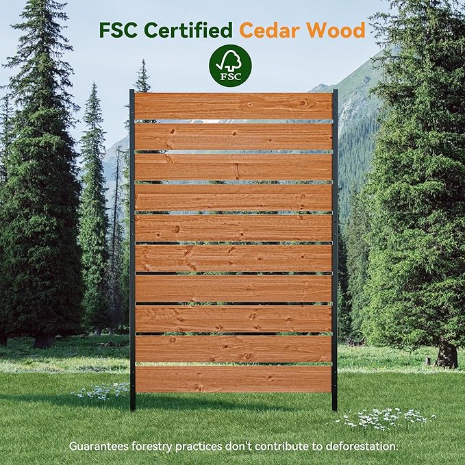 Modern Shade 5' x 3' Wood Privacy Fence Screen (3 Panel) Natural Cedar Wood, Outdoor Privacy Fence Panel for Deck Balcony, Conceals Trash Cans Air Conditioner, Ultimate Fence Privacy Screen