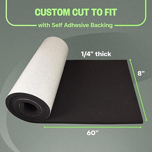 XCEL Foam Roll with Adhesive Backing – Black, 60" x 8" x 1/4" (2 Pack) Closed Cell Foam Rubber Water Resistant Padding – Home, Marine, Garage, Automotive, Crafts & Cosplay 60" x 8" x 1/4" (2 Pack)