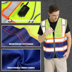 BeautyWill Custom Logo Safety Vest Class2 High Visibility Reflective Vest Breathable Construction Vest