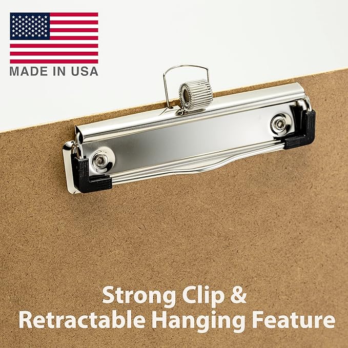 Officemate Wood Clipboard, Letter Size, Low Profile Clip with Pen Holder, 6 Pack (83826)
