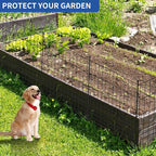 No Dig Fence Outdoor Dog Fences 10 Panels,32in (H) x 24.6 ft (L) Decorative Metal Garden Fence with Gate,Garden Fence Animal Barrier,Garden Fencing for Yard Rustproof