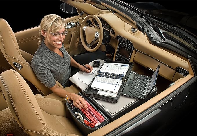 AutoExec GripMaster Car Desk for Your Vehicle Workstation and Mobile Office, Grey with 400 watt Power Inverter
