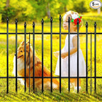 Metal Garden Fence 36" H x 28" W (5 Panels, 11.6 Ft Total) Rustproof Animal Barrier No Dig Decorative Fencing for Dogs,Pet, Yard,& Patio, Easy Installation