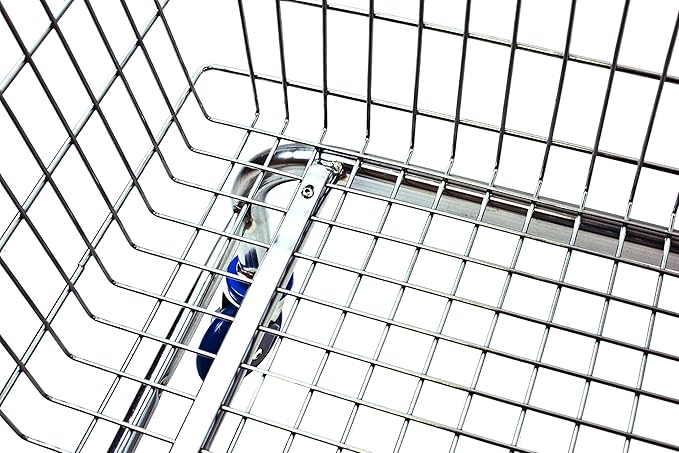 Laundry Cart Chrome Coated with Double Pole Rack, 2.5-Bu (Red or Blue Trim) (Blue)