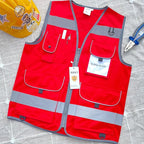TCCFCCT High Visibility Vest 9 Pockets Hi Vis Reflective Safety Vest for Men Women, Construction Vest with Reinforced Sewing, Durable to Use, Meets ANSI/ISEA Standards, (Red, 4X-Large)